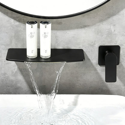Brass Wall-Mounted Basin Faucet  Modern Waterfall Luxury Bathroom Sink Faucet