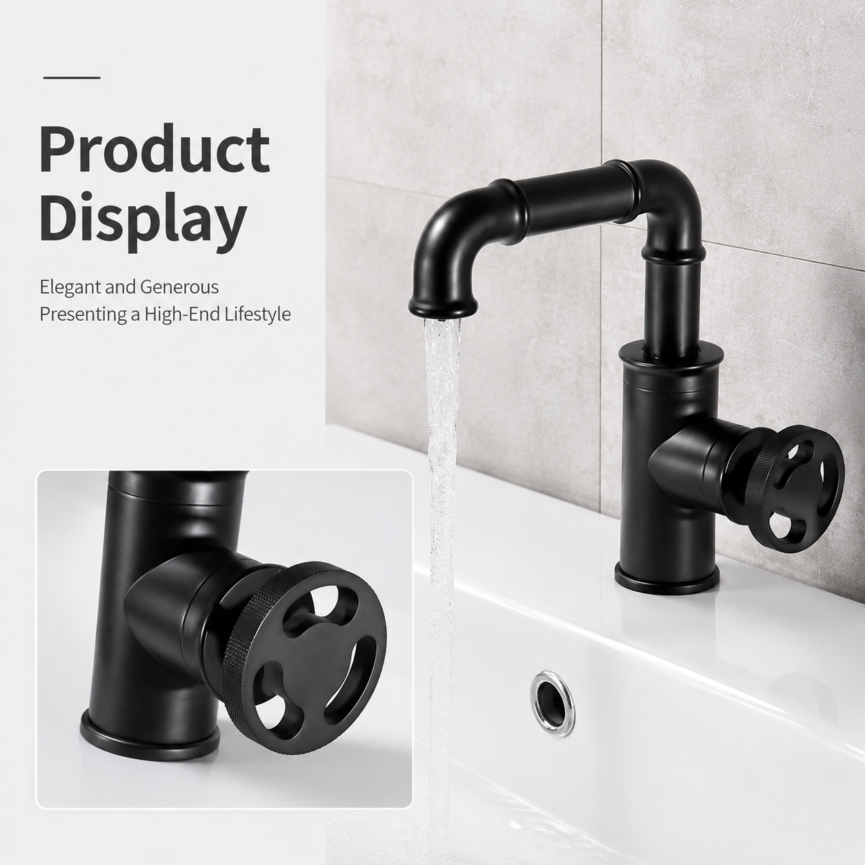 Bathroom Faucet Sink Taps with Vintage Wheel Handle Basin Faucet