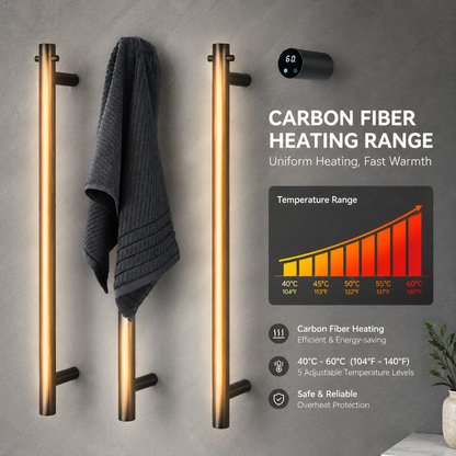 Luxury Smart Heated Towel Rack – Modern Wall Mounted Electric Towel Warmer with Digital Temperature Control