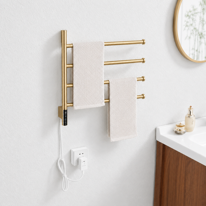 360 swivel electric heated towel rack brushed gold
