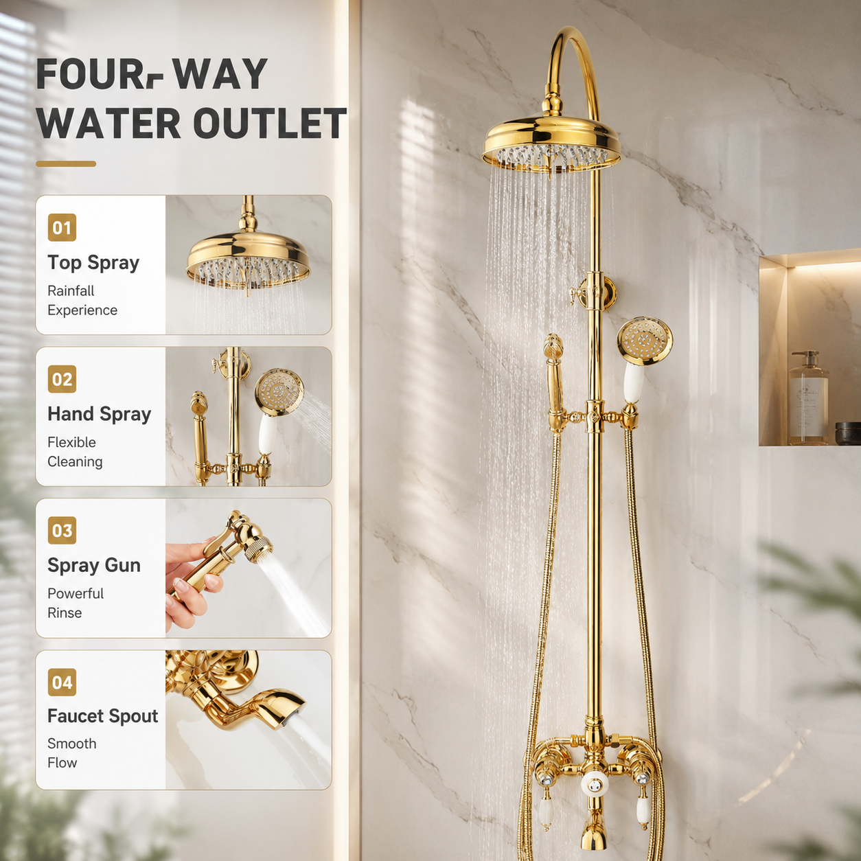 Luxury Bathroom Shower Faucet Set Rainfall Shower System Wall Mount Bathroom Faucet