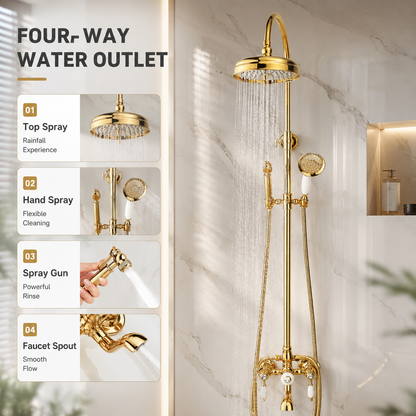Luxury Bathroom Shower Faucet Set Rainfall Shower System Wall Mount Bathroom Faucet