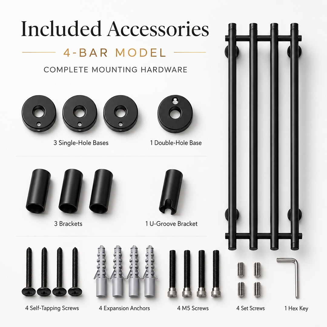 Stainless Steel Electric Heated Towel Rack with Hooks