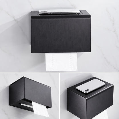 Black Wall-Mounted Bathroom Hardware Set with Towel Racks, Corner Shelves & Toilet Accessories