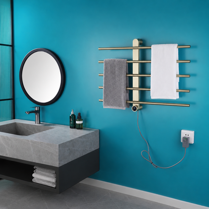 Wall-Mounted Electric Heated Towel Rack with Digital Temperature Control 5 Bars