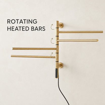 Wall-Mounted Rotating Heated Towel Rack with 4 Swivel Bars