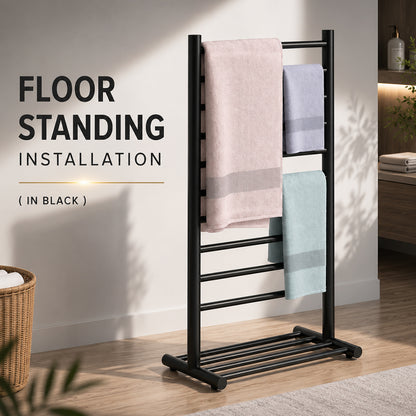 Wall-Mounted Stainless Steel Electric Heated Towel Rack with Top Shelf