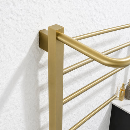 Wall Mounted Heated Towel Rack with Top Shelf, Timer & Temperature Control