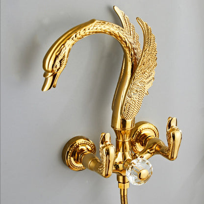 Luxury Wall Mounted Bathtub Faucet Swan Double Handle Bath Shower Faucet Water Tap