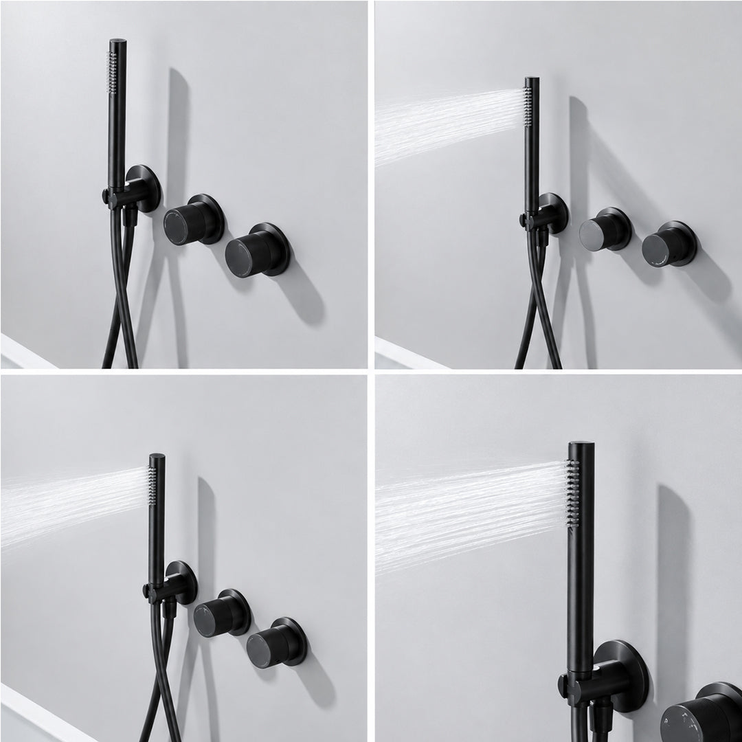 Floor-Mounted Bathtub Faucet with Concealed Controls and Handheld Shower
