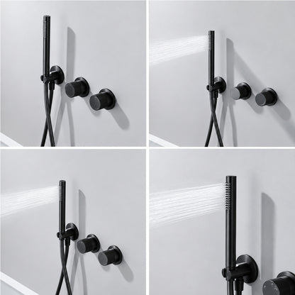 Floor-Mounted Bathtub Faucet with Concealed Controls and Handheld Shower