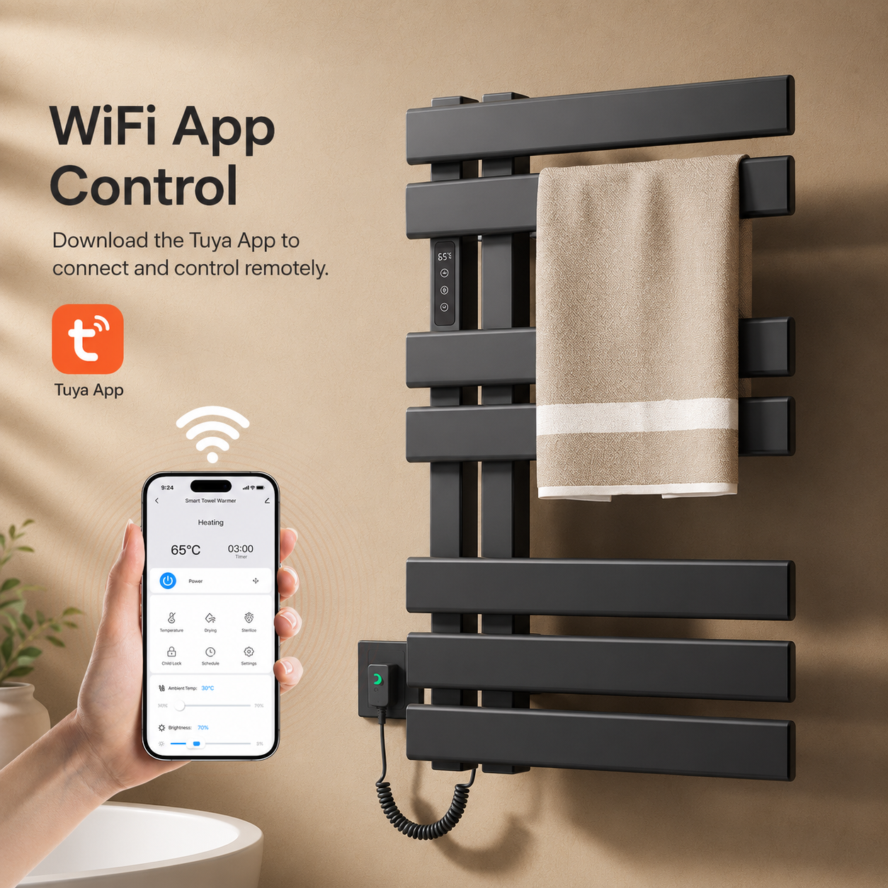 Electric Heated Towel Rack with WiFi Control