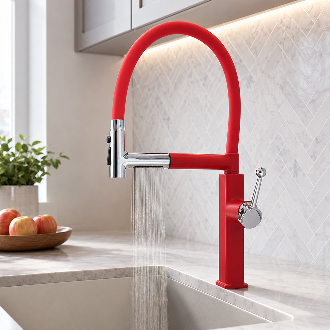 Pull-Down Kitchen Faucet with Flexible Spout and Single Handle