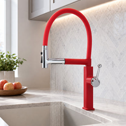 Pull-Down Kitchen Faucet with Flexible Spout and Single Handle