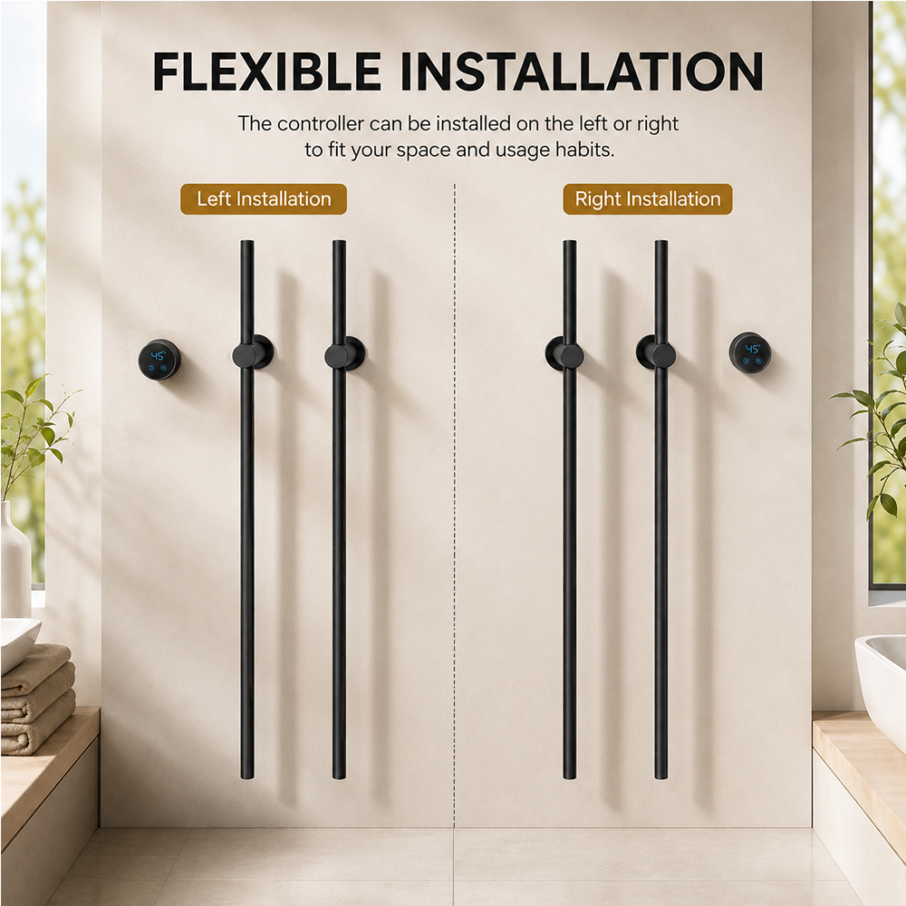 Electric Heated Towel Warmer Rack, Wall-Mounted Bathroom Towel Dryer with Digital Timer