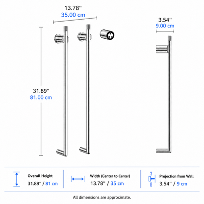 Minimalist Bathroom Towel Warmer Concealed Heated Towel Rack 2Bars