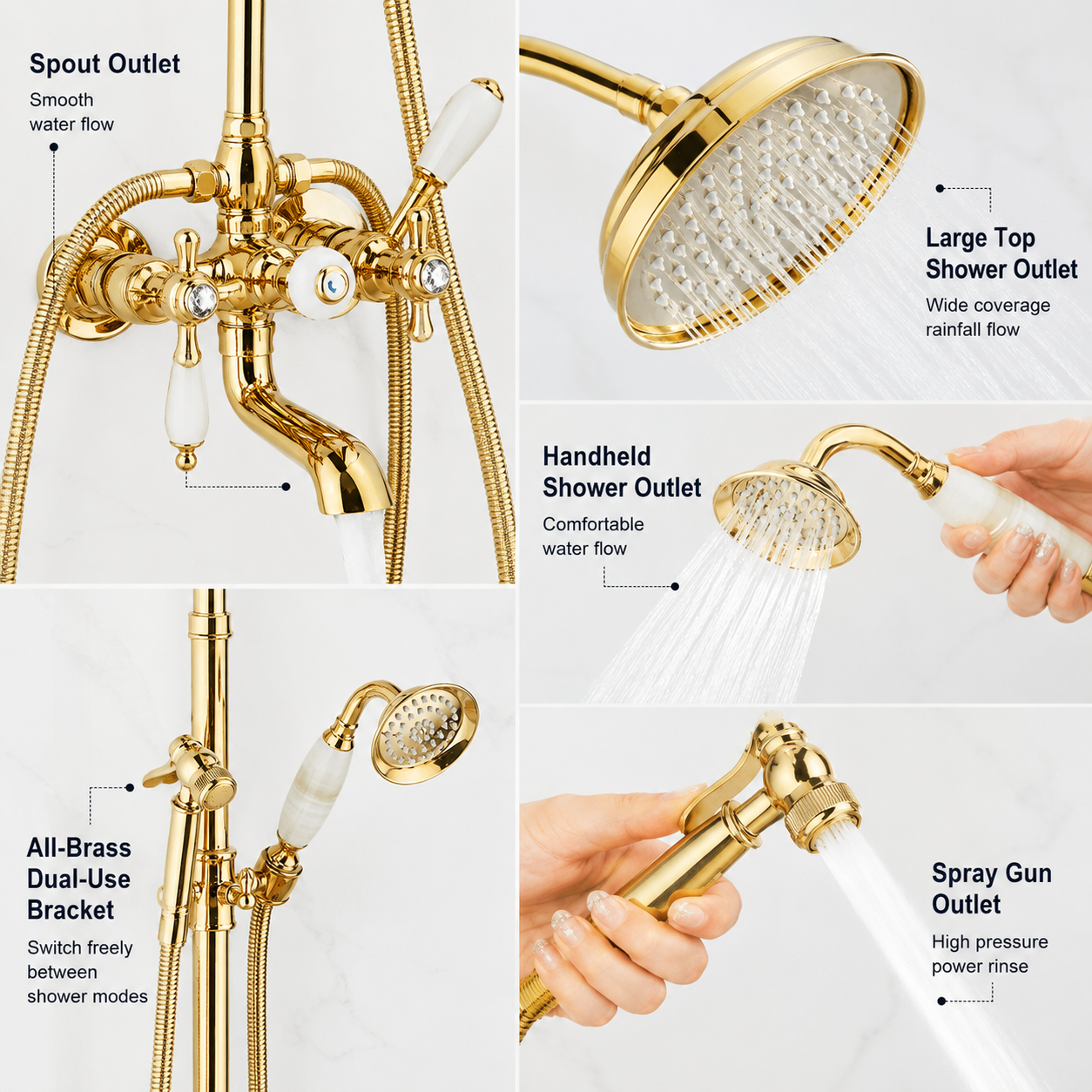 Luxury Bathroom Shower Faucet Set Rainfall Shower System Wall Mount Bathroom Faucet