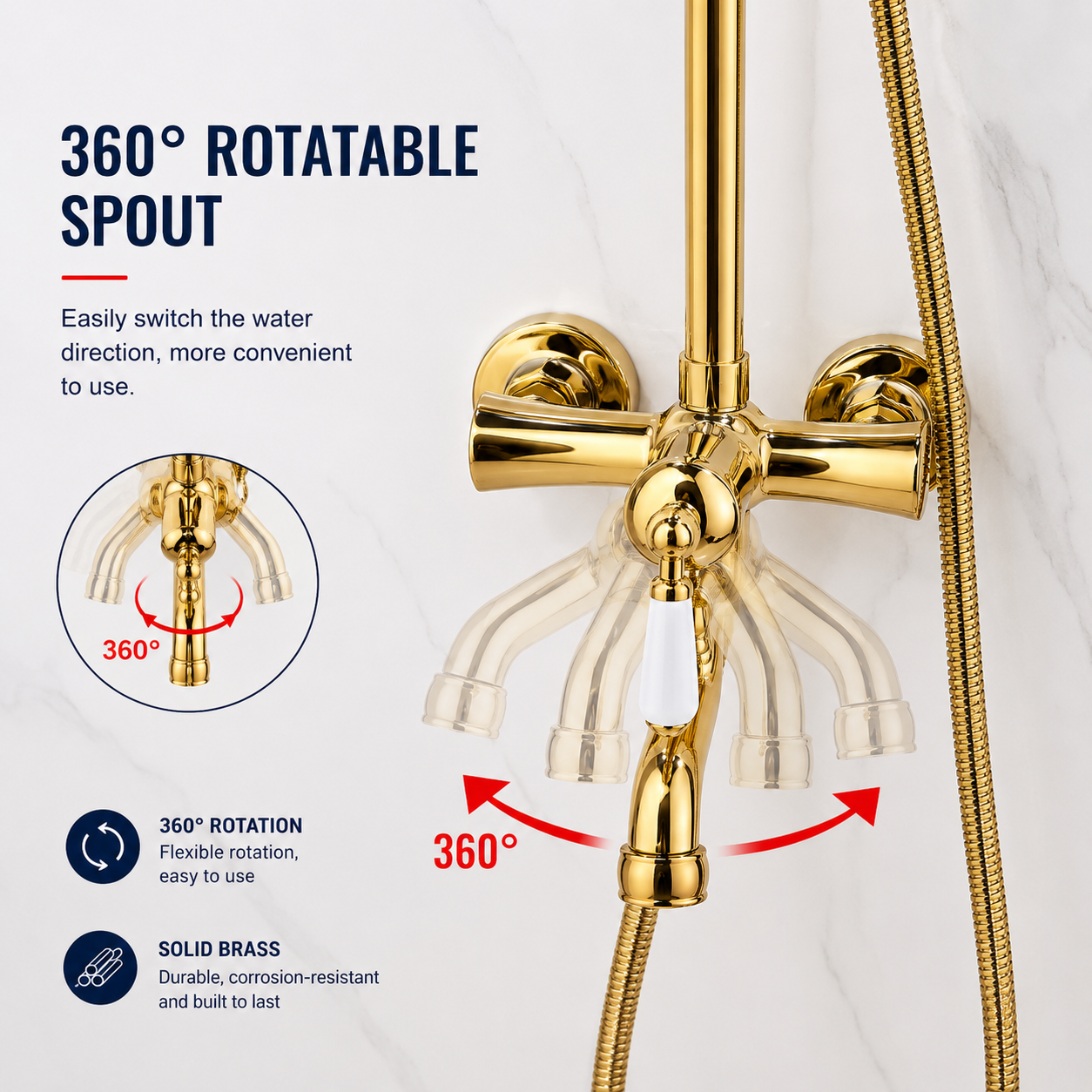 Bathroom Shower Faucet Set Rainfall Shower System Wall Mount Bathroom Faucet