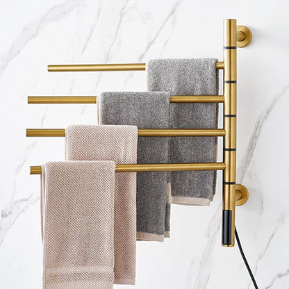 Wall-Mounted Rotating Heated Towel Rack with 4 Swivel Bars
