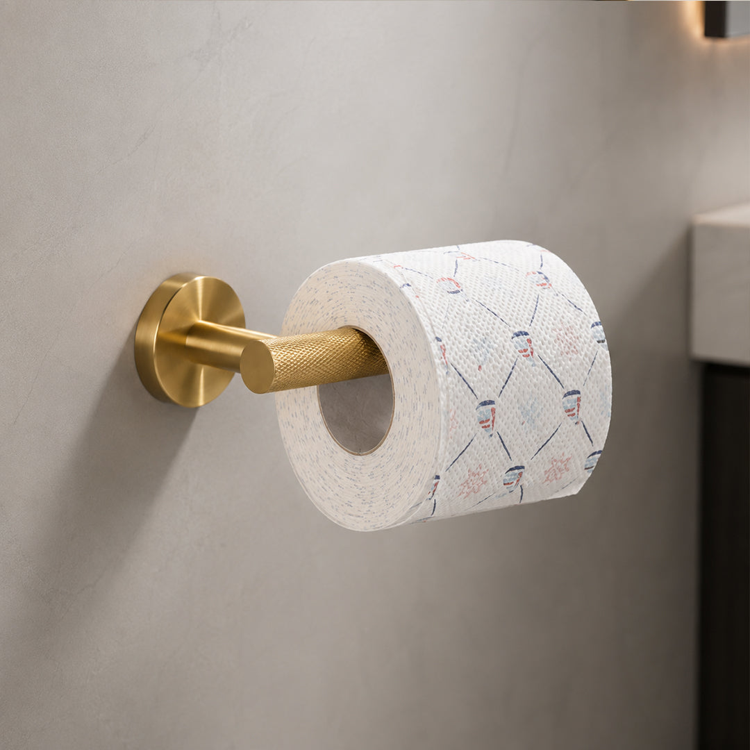 Brushed Gold Wall-Mounted Bathroom Hardware Set with Towel Bars, Shelf & Accessories
