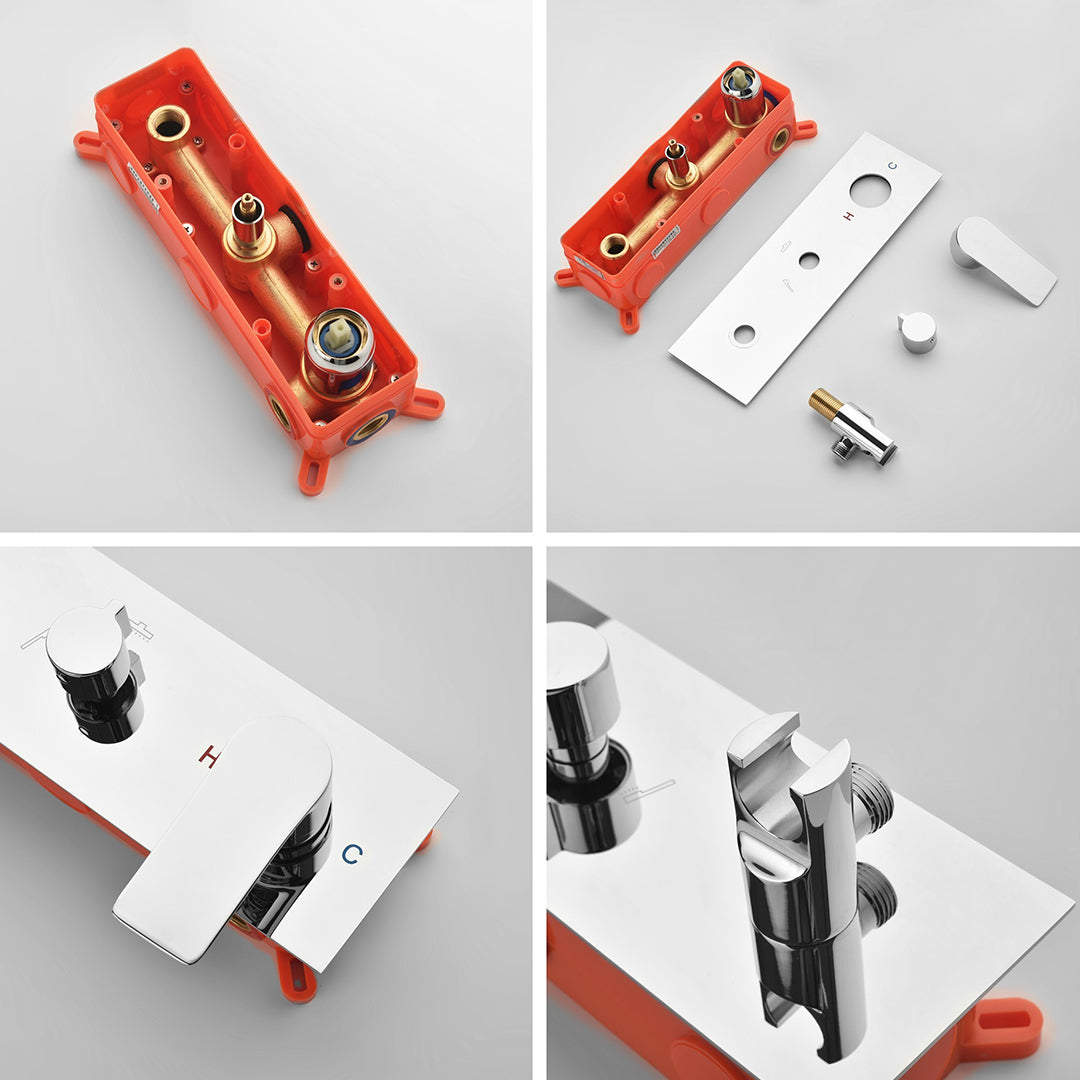 Concealed Installation Floor-Mounted Bathtub Faucet with Handheld Shower