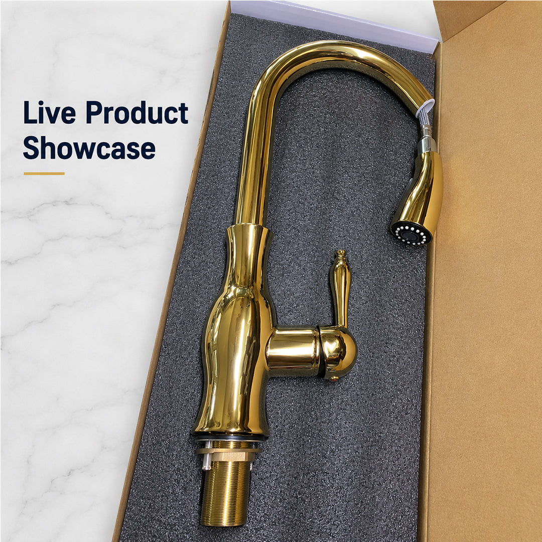 High-Arc Pull-Out Kitchen Faucet with Dual-Function Sprayer and 360° Swivel Spout