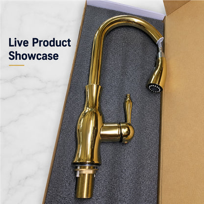 High-Arc Pull-Out Kitchen Faucet with Dual-Function Sprayer and 360° Swivel Spout