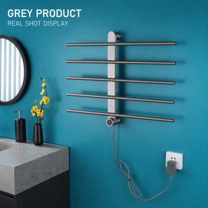 Wall-Mounted Electric Heated Towel Rack with Digital Temperature Control 5 Bars