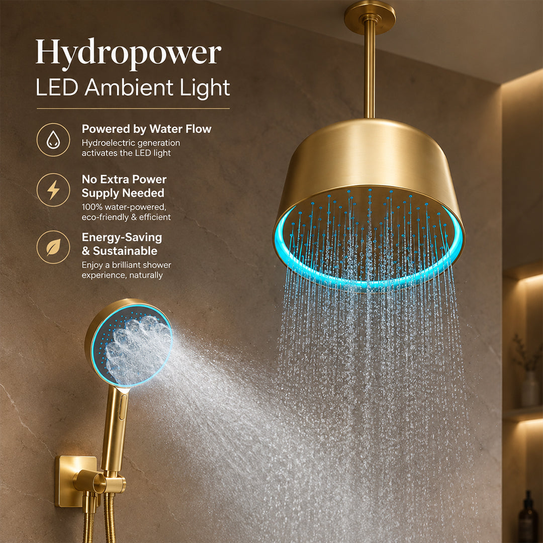 Concealed LED Ceiling Rain Shower System with Handheld Sprayer