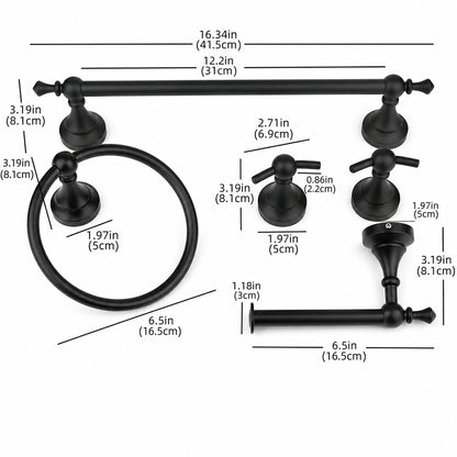 5-Piece Wall-Mounted Bathroom Hardware Set with Towel Bar, Ring & Hooks