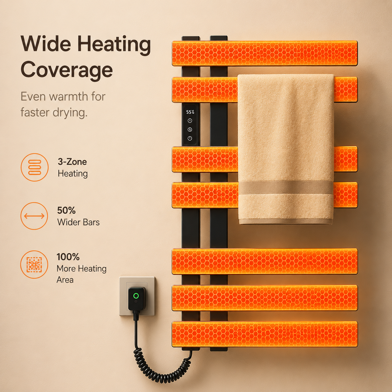 Electric Heated Towel Rack with WiFi Control