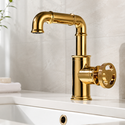 Bathroom Faucet Sink Taps with Vintage Wheel Handle Basin Faucet