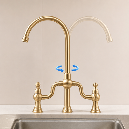 Kitchen Faucet Dual Handle High Arc Luxury Tap