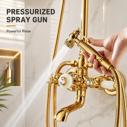 Luxury Bathroom Shower Faucet Set Rainfall Shower System Wall Mount Bathroom Faucet