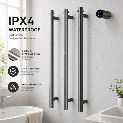 Luxury Smart Heated Towel Rack – Modern Wall Mounted Electric Towel Warmer with Digital Temperature Control
