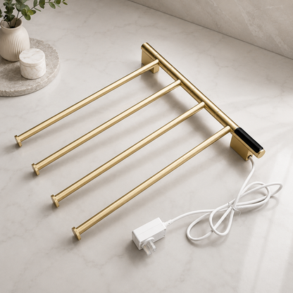 360 swivel electric heated towel rack brushed gold