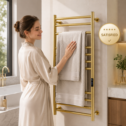 Luxury Smart Electric Heated Towel Rack with Digital Temperature Control – Modern Wall Mounted Bathroom Towel Warmer