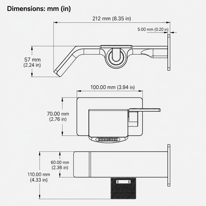 Brass Wall Mount Concealed Bathroom Sink Faucet  Basin  Faucet
