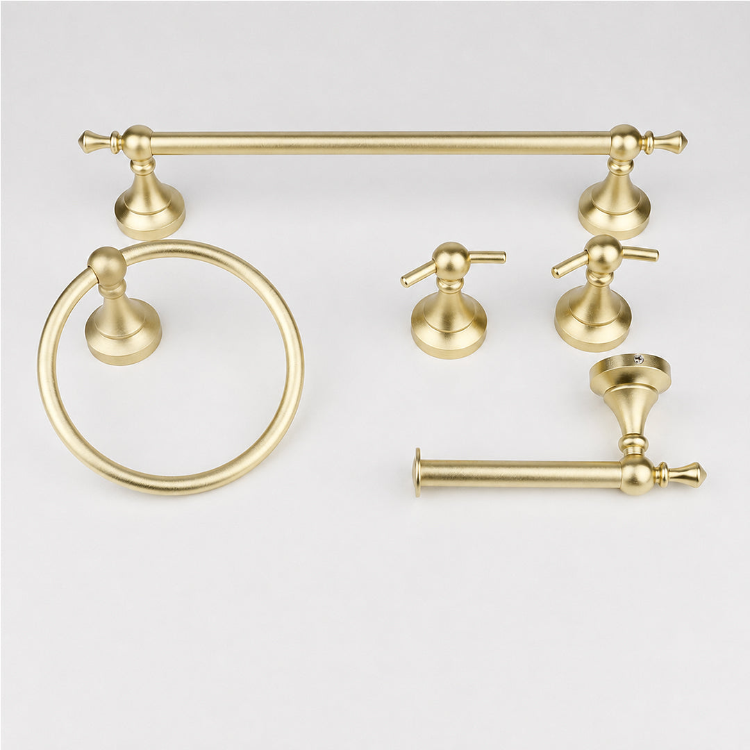 5-Piece Wall-Mounted Bathroom Hardware Set with Towel Bar, Ring & Hooks
