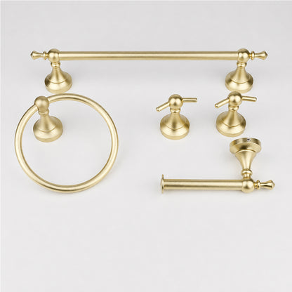 5-Piece Wall-Mounted Bathroom Hardware Set with Towel Bar, Ring & Hooks