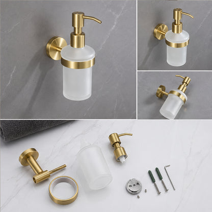 Brushed Gold Wall-Mounted Bathroom Hardware Set with Towel Bars, Shelf & Accessories