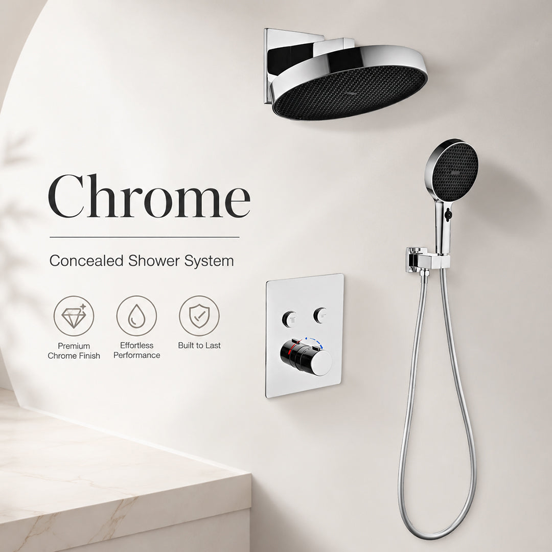 Concealed Shower System with Rainfall Shower & Multi-Mode Handheld Spray