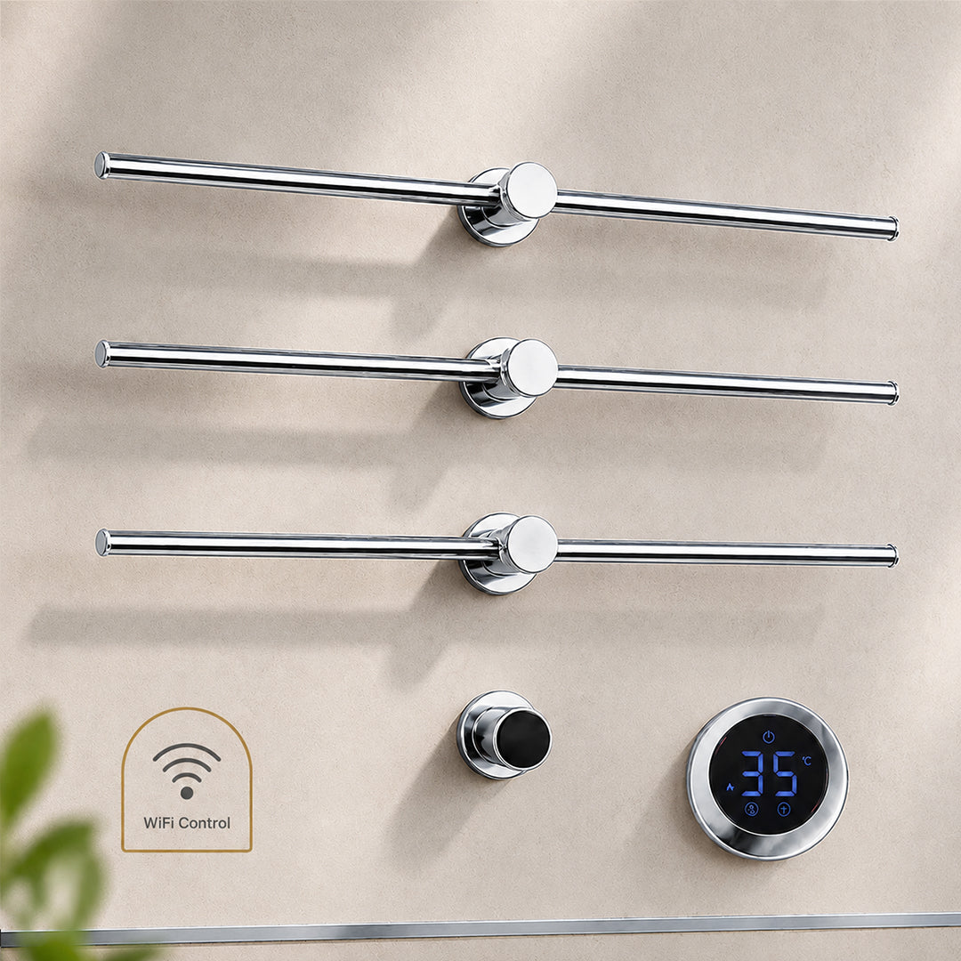 Wall-Mounted 3-Bar WiFi Heated Towel Rack with Smart Control