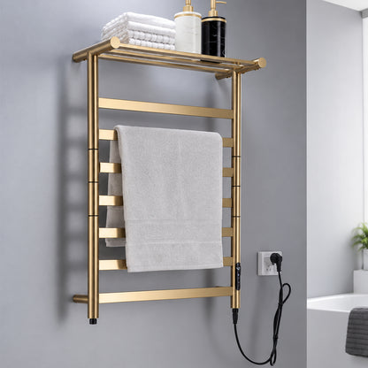 Electric Heated Towel Rack with Top Shelf & Rotating Bars – Plug-In Towel Warmer