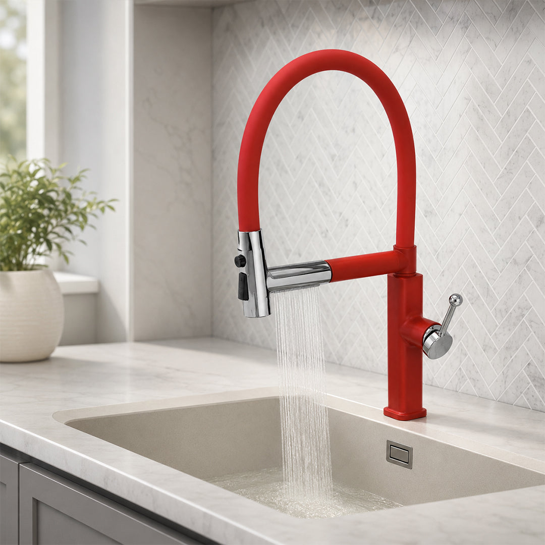 Pull-Down Kitchen Faucet with Flexible Spout and Single Handle