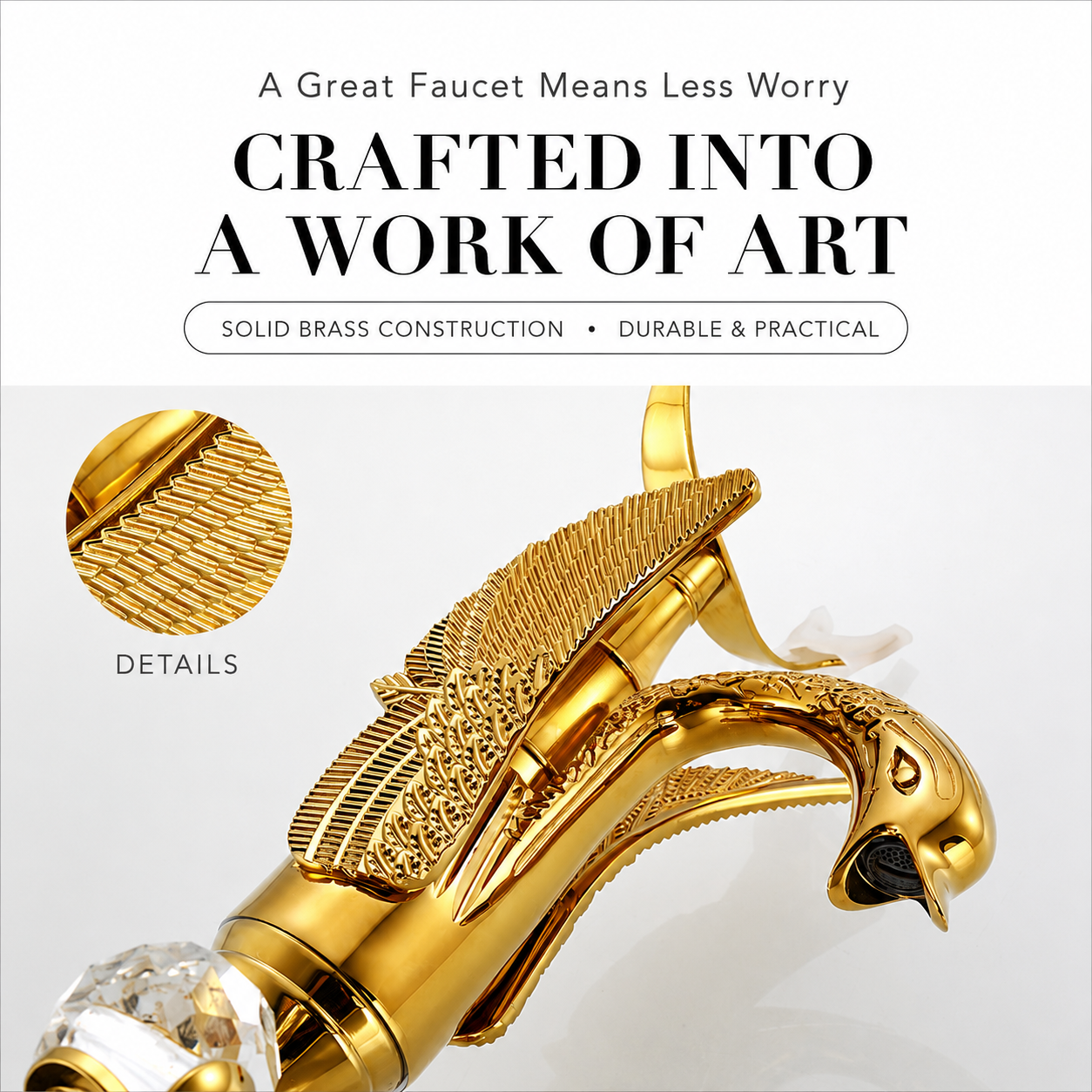 Gold Wall Mount Bathtub Faucet with Handheld Shower, Vintage Brass Tub Filler Mixer with Crystal Knobs
