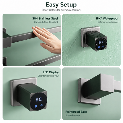 Swivel Electric Heated Towel Rack with Smart Timer