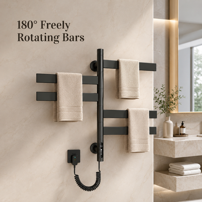 Swivel Electric Heated Towel Rack with Timer