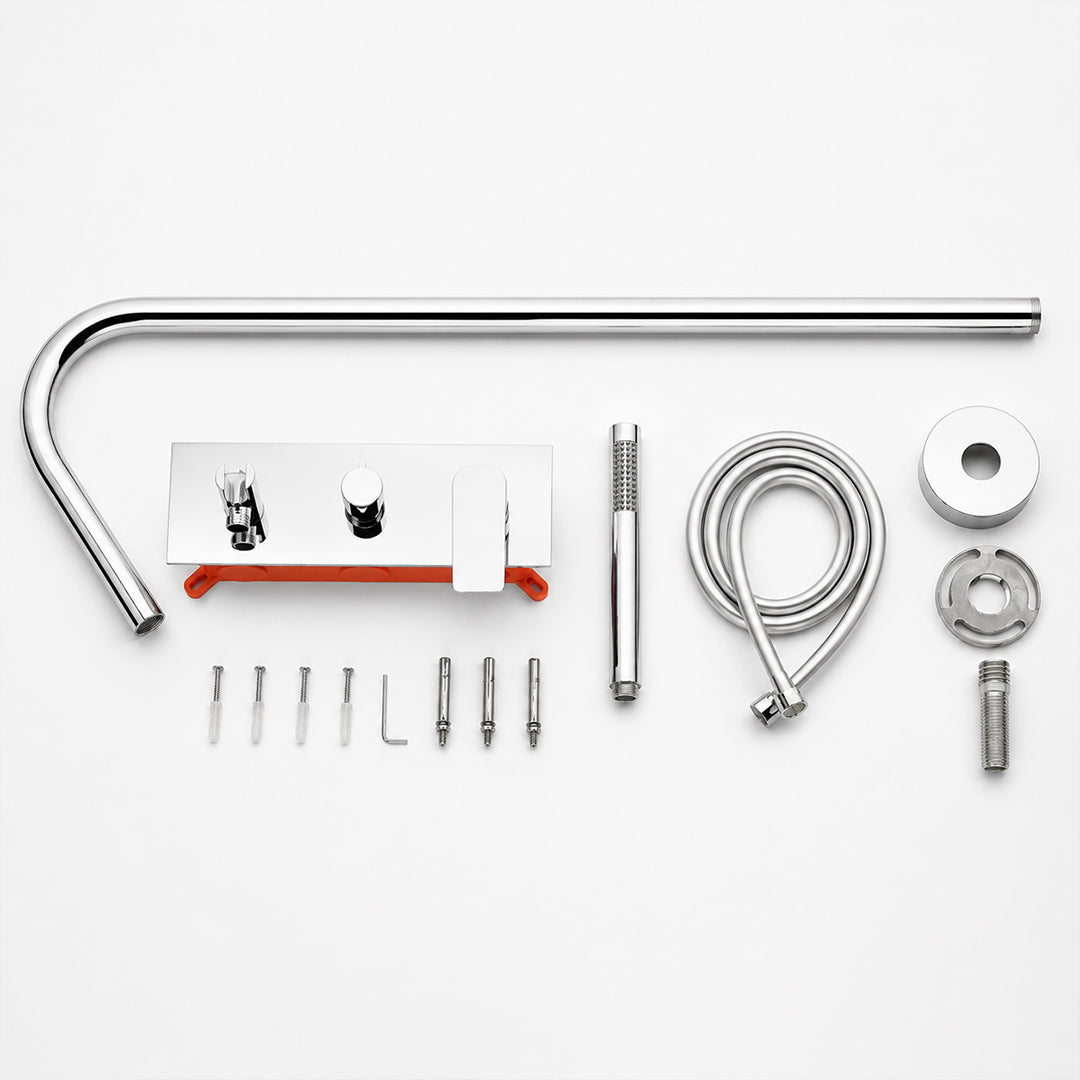 Concealed Installation Floor-Mounted Bathtub Faucet with Handheld Shower