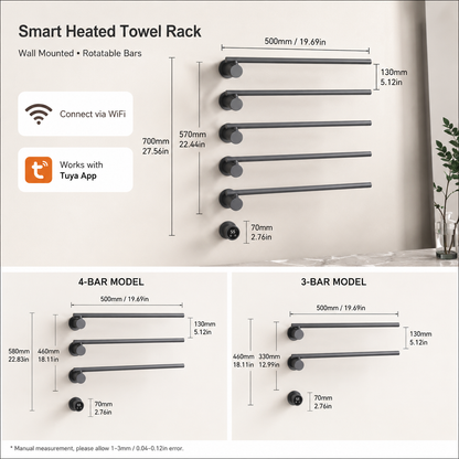 Wall Mounted Electric Heated Towel Rack with Swivel Bars Towel Warmers